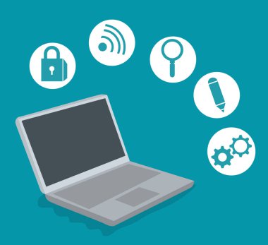 dizüstü bilgisayar teknoloji ve dijital apps bağlantı