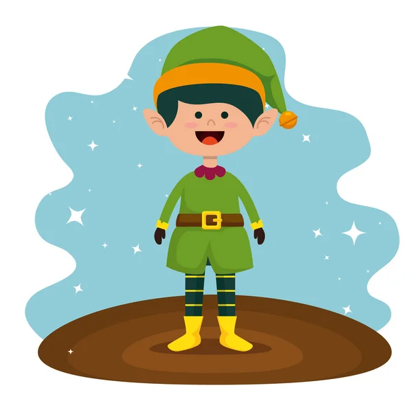Felice elfo di Buon Natale celebrazione — Vettoriale Stock
