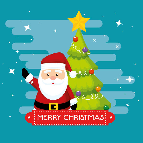 сосна и Санта Клаус, чтобы отпраздновать Рождество
