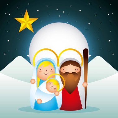 Yemlik Epifani Kutsal Aile tatlı peyzaj moon vektör çizim