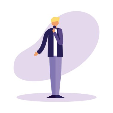 mikrofon vektör çizim ile ayakta adam şarkıcı