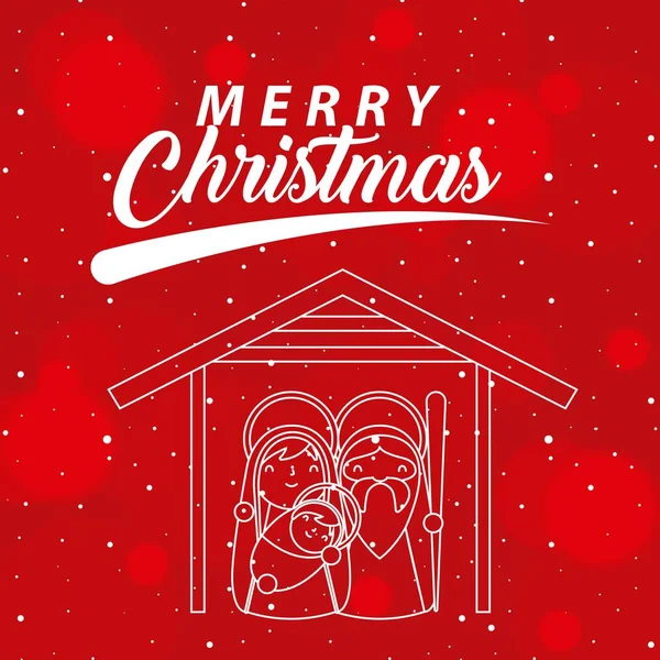 Joyeux Noël Signe Sacré Famille Étoiles Vecteur Illustration — Image vectorielle