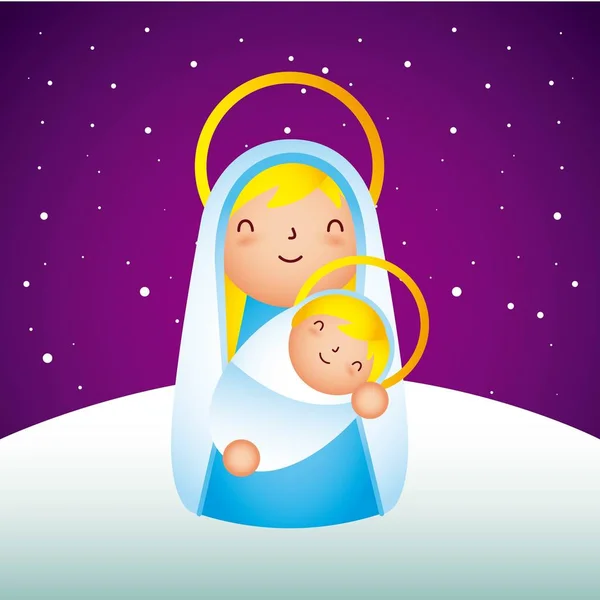 Manger Epiphany Mary Bedrijf Baby Vectorillustratie Sterren — Stockvector