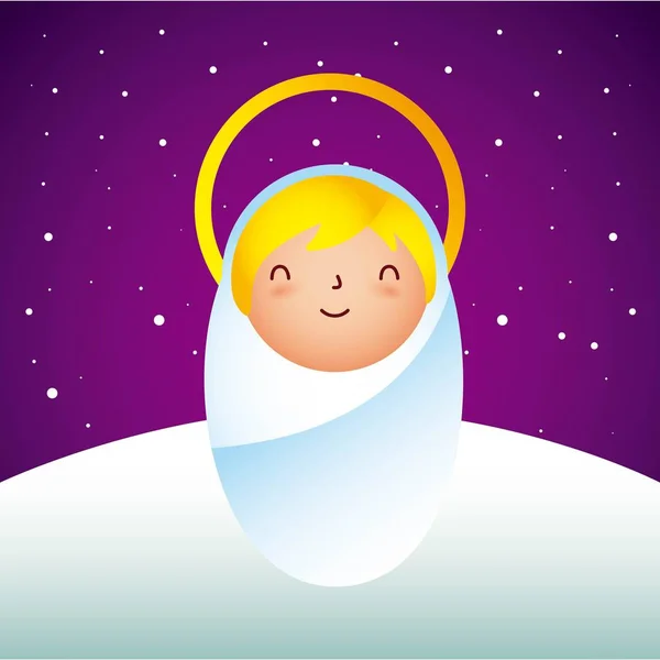 Krubban Epiphany Söt Baby Jesus Stjärnor Bakgrund Vektorillustration — Stock vektor