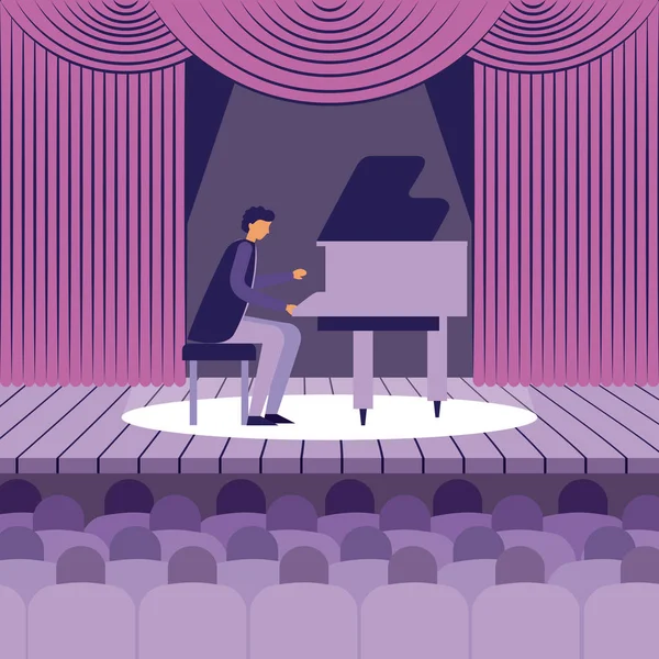 Musik Instrument Man Spelar Piano Vektorillustration — Stock vektor