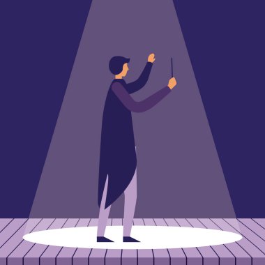 müzik Şef orkestra ışıklar sunu vektör çizim