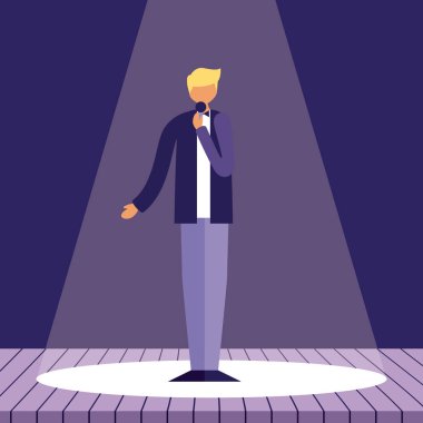 sunu adam mikrofon şarkı vektör çizim holding