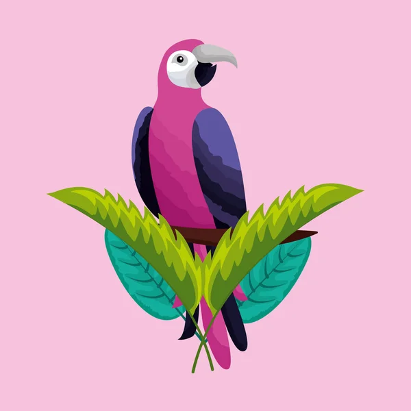 Loro Natural Tropical Hojas Planta Vector Ilustración — Archivo Imágenes Vectoriales