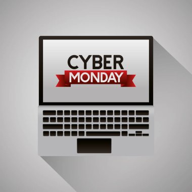 Cyber Pazartesi bilgisayar klavye şerit vektör çizim