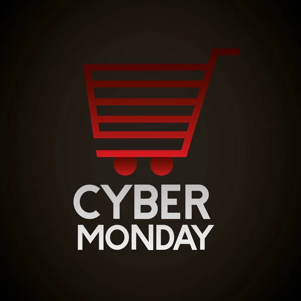 Cyber Pazartesi Kırmızı Alışveriş Sepeti Vektör Çizim — Stok Vektör