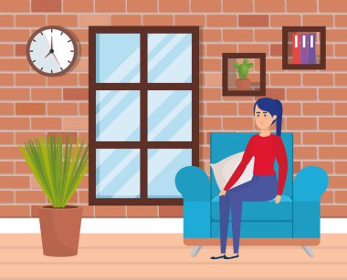 kış giysileri içinde oturma kadınla