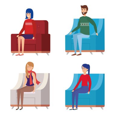 Aile ile Noel dekorasyonu salon içinde