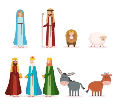group of manger characters clipart