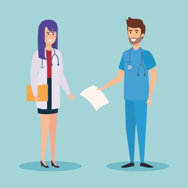 Doktorlar çift Stetoskoplar karakterlerle