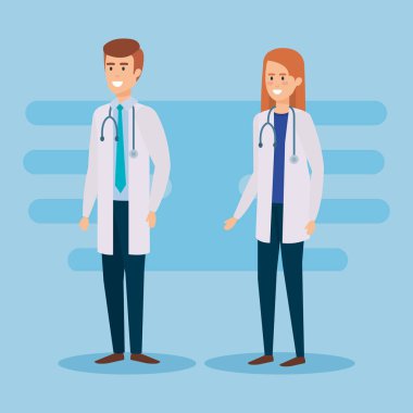 Doktorlar çift Stetoskoplar karakterlerle