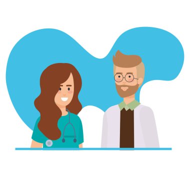 Doktorlar çift Stetoskoplar karakterlerle