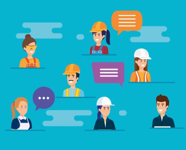 işçilerin karakter konuşmaya Grup