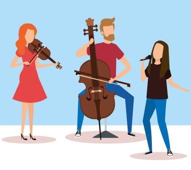 Çello ve Keman çalmaya kadın oynayan adam