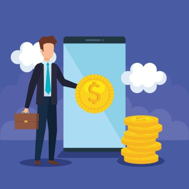 sikke ve smartphone ile işadamı