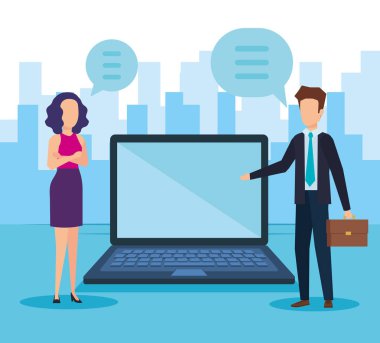 laptop ile iş Çift