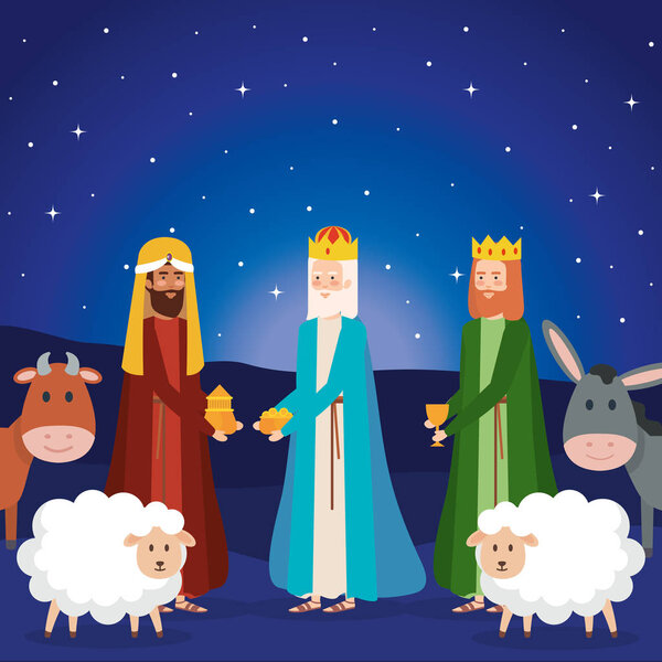 wise kings and animals manger characters