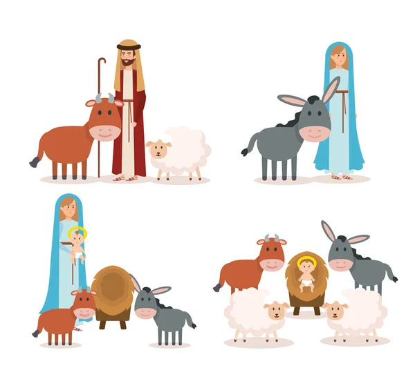 Grupo de personajes del pesebre — Vector de stock