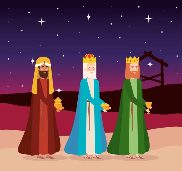 Mądry królów manger znaków — Wektor stockowy