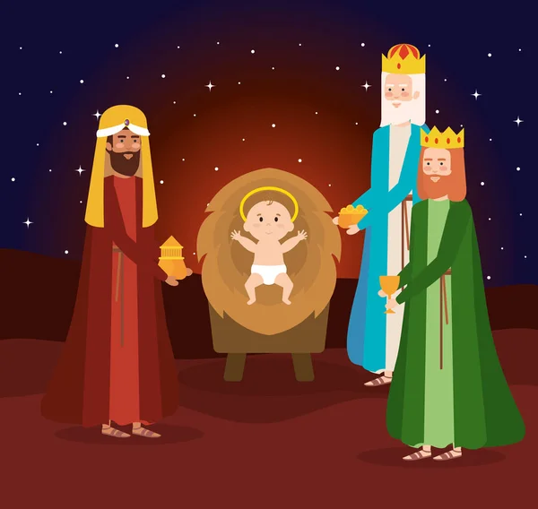 Reyes sabios pesebre caracteres — Vector de stock