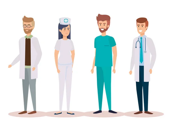 Groupe de médecins avec infirmière — Image vectorielle
