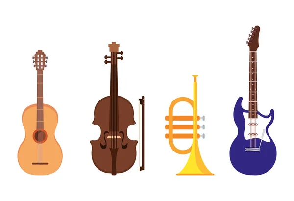 Definir ícones instrumentos de música —  Vetores de Stock