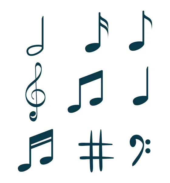 Muziek notities instellen pictogrammen — Stockvector