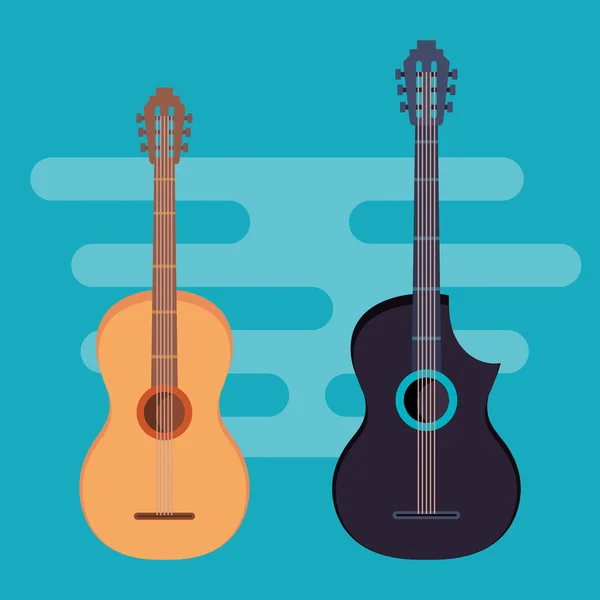 Instrumentos de guitarras acústicas ícones — Vetor de Stock