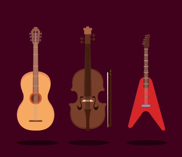 Definir ícones instrumentos de música —  Vetores de Stock