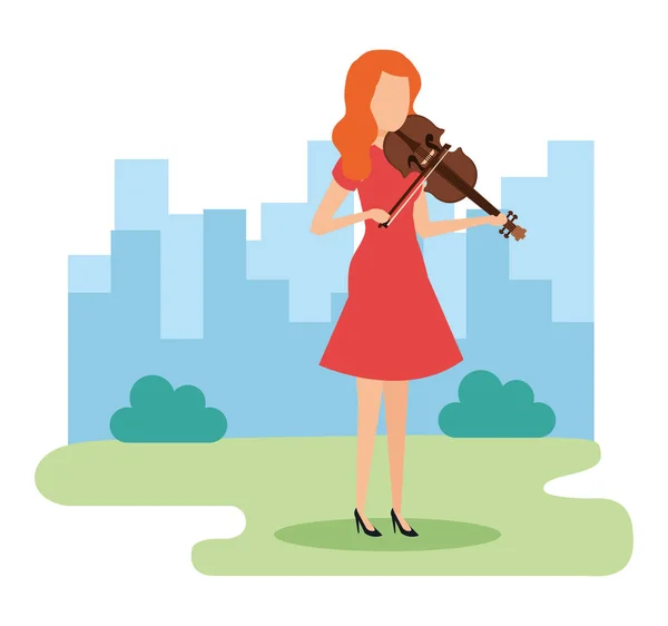 Жінка грає на скрипці — стоковий вектор