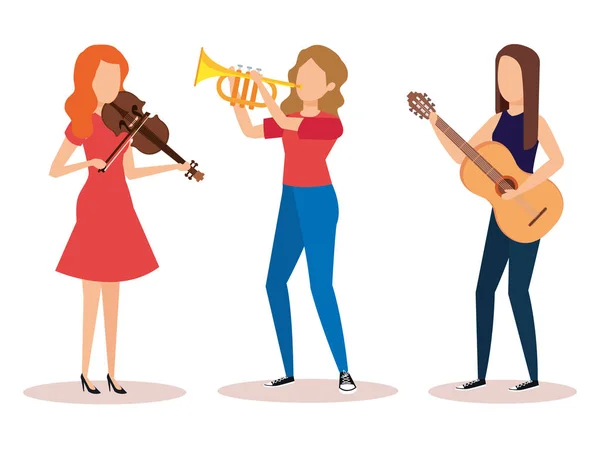 楽器を演奏する女性のグループ — ストックベクタ