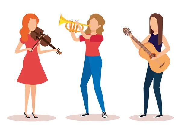 Grupo de mujeres tocando instrumentos — Vector de stock