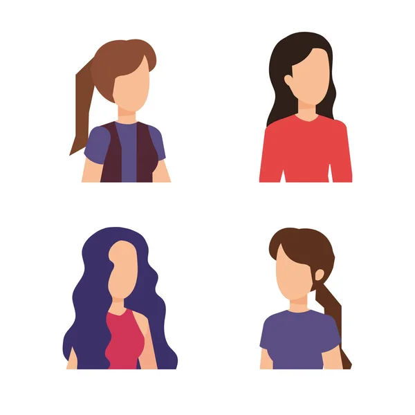 Elegant businesswomen avatars characters — Stock Vector