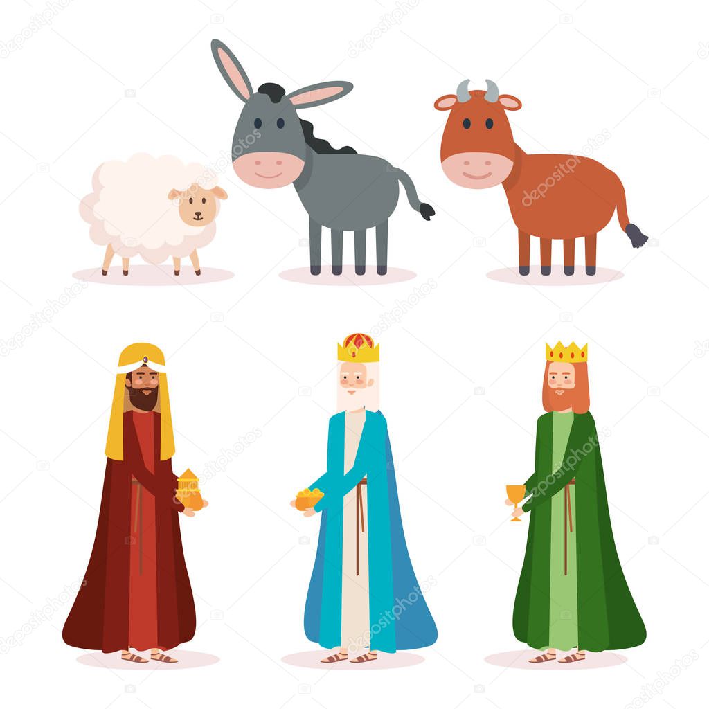 wise kings and animals manger characters