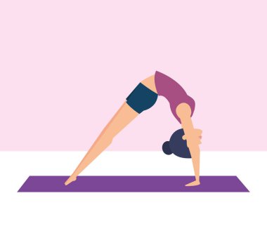 Kız Yoga poz tasarım yapıyor