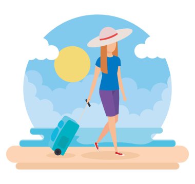 Seyahat kız plaj tasarım