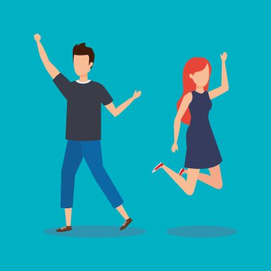 Mutlu atlama genç çift