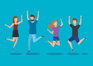 Mutlu atlama genç çift