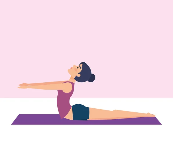 Mädchen Tun Yoga Positive Geistige Fitness Und Bewegung Thema Bunte — Stockvektor