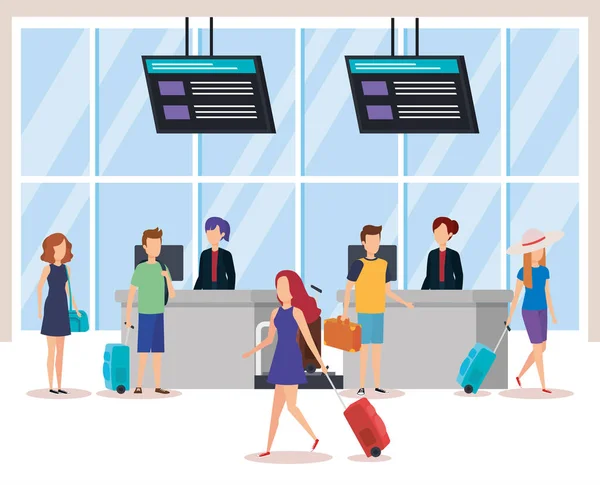 Diseño de terminal de pasajeros del aeropuerto — Vector de stock