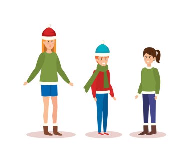 Aile üyeleri ile kış giysileri