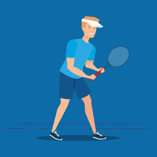Avatar uomo giocare a tennis — Vettoriale Stock