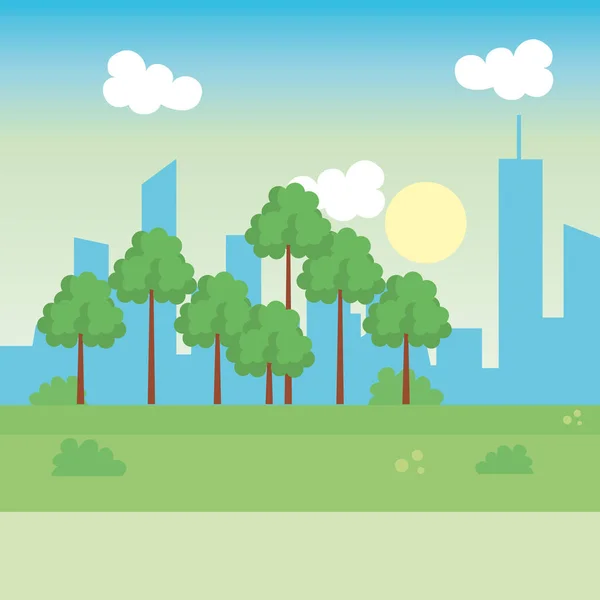 Paysage parc scène icône — Image vectorielle