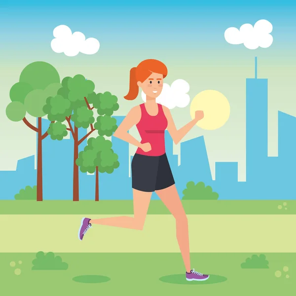 Woman running in the park — Stock Vector