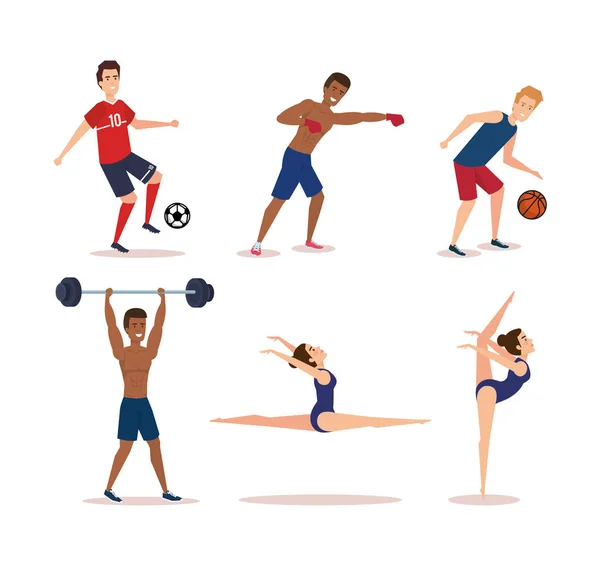 Group of athletes practicing exercices — Stock Vector