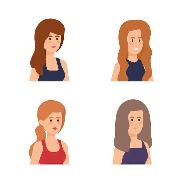 Grupo de chicas avatares personajes — Archivo Imágenes Vectoriales